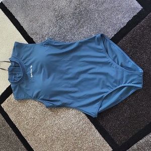 BALEAF Womens Athletic Swimsuit One Piece Zip Back High Neck Teal Blue 32 UPF 50